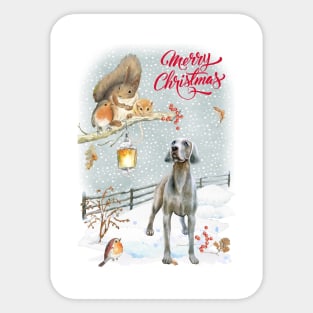 Weimaraner Merry Christmas Santa Dog Sticker